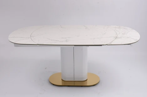 Стол обеденный раскладной Атриум-2 MC3035-120W, 120(30+30)х90х77 см, белая керамика IST-CASA