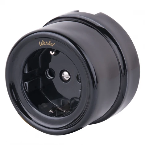 Розетка с заземлением (черный) Ретро Werkel W5671008 (a051453)