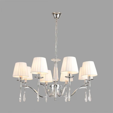 Подвесная люстра Lumion Magda 8316/8 хром/белый, металл/хрусталь/текстиль E14 8*40W 220V (на цепи)