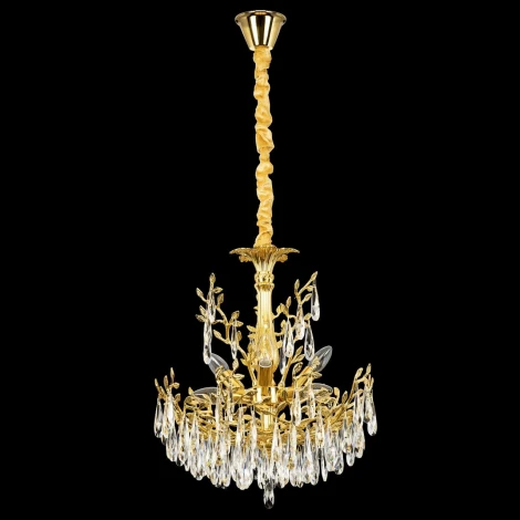 Подвесная люстра Citilux Ritz CL310062 (220V, хрусталь, подвески, на цепи, листья, ветки)
