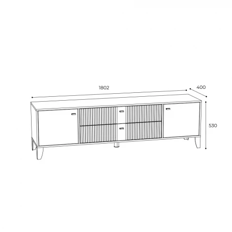 Тумба под телевизор ТЭКС Парус-10, Дуб крафт золотой, Карбон фарфор