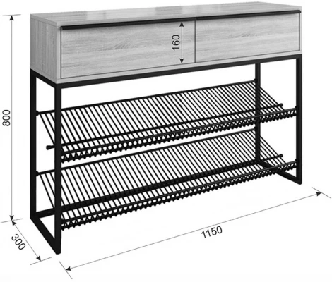 Обувница Крафт 2, цвет черный муар/дуб сонома Mebelson (арт.LMN-02.1797)