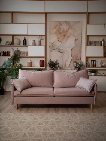 СКАНДИ Диван тканевый прямой розовый D1 furniture арт.AAA41309013