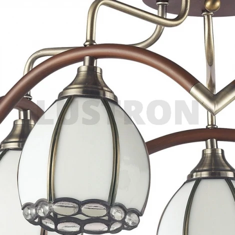 Потолочная люстра N-Light 607 607-05-53 antique brass + walnut tiffany