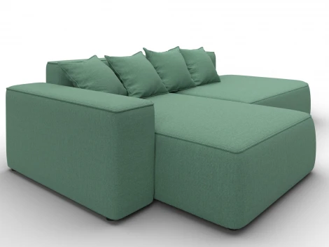 Диван угловой Лига-065 угол левый (ДСП/Пластик/Рогожка/Зеленый) Лига Диванов 129801L