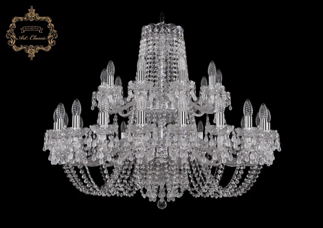 Подвесная большая люстра Art Classic 11.24 11.24.20+10.360.2d.Cr.V0300 (220V, хрусталь, на цепи, подсвечник, свеча)