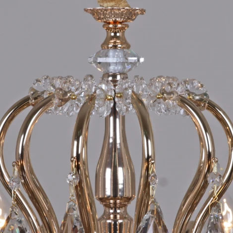 Подвесная люстра ILLUMICO IL2326-8POR-39 GD (220V, хрусталь, на цепи, подсвечник, свеча)