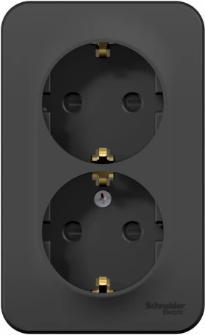 Розетка накладная двойная с заземлением и шторками (антрацит) Systeme Electric Blanca BLNRA011216