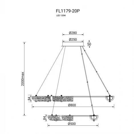 Подвесная люстра светодиодная Fluorite Rudeza FL1179-20P