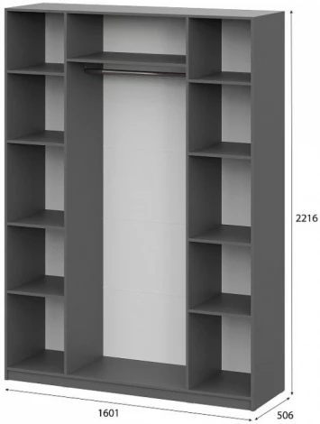 Шкаф Woodville Даиго четырехстворчатый графит серый арт.593702