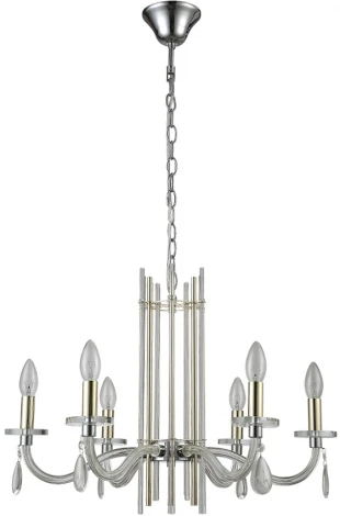 Подвесная люстра AURELIO SP6 GOLD+CHROME/TRANSPARENT Crystal Lux (220V, хрусталь, на цепи, свеча)