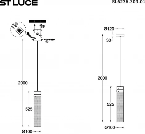 Светильник подвесной ST Luce Champagne SL6236.303.01 Латунь/Прозрачный LED 1*12W 4000K (220V, на проводе, круглые)