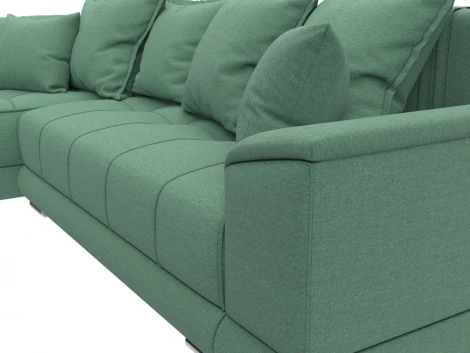 Диван угловой НордСтар левый угол (Зеленый/Рогожка) Лига Диванов арт.123501L