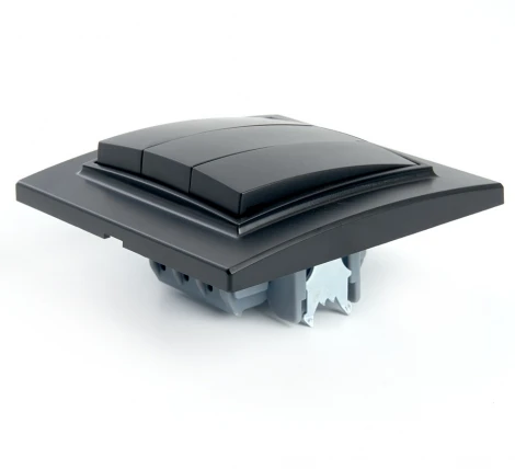 Выключатель трехклавишный (черный) Stekker Эрна 39924