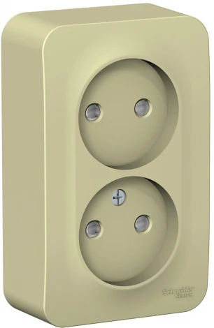 Розетка накладная двойная без заземления со шторками (бежевый) Systeme Electric Blanca BLNRA001217