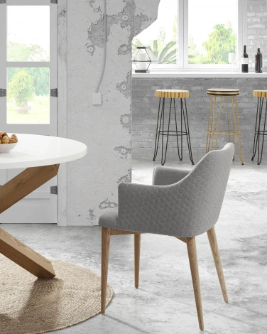 Обеденный стул La Forma (ex Julia Grup) Croft (Серый/ Пена,Сталь,Фанера,Ясень)