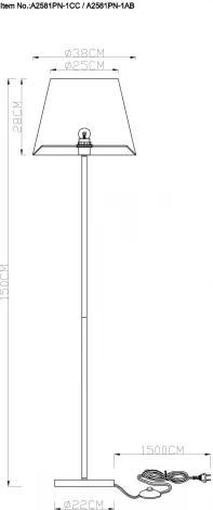 Торшер Arte Lamp Elba A2581PN-1CC (220V, выключатель)