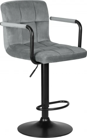 Стул барный DOBRIN KRUGER ARM BLACK (серый велюр (MJ9-75))