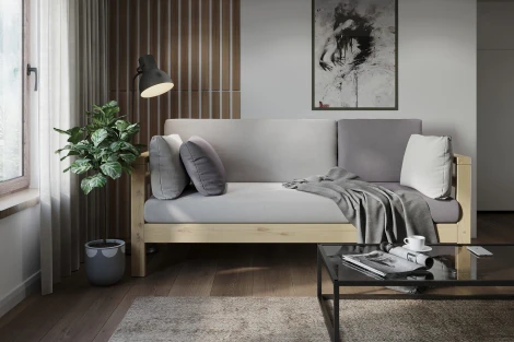 Диван Arsko прямой Домино Б сосна велюр светло-серый/темно-серый