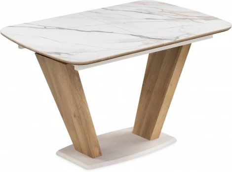 Стол на тумбе Петир (Петир 120(160)х80х75 gilt white / дуб монтана) Woodville арт.588013