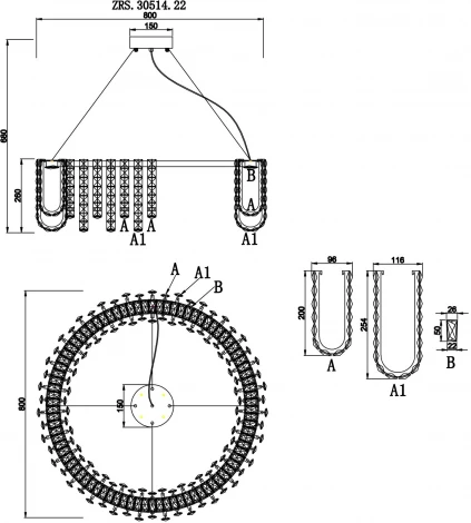 Подвесная люстра Zortes Amanda ZRS.30514.22 (LED, 220V, хрусталь, на тросе, круглые, IP21)