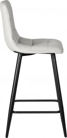 Стул полубарный DOBRIN OLIVIA (черные матовые ножки, светло-серый велюр (108-52))
