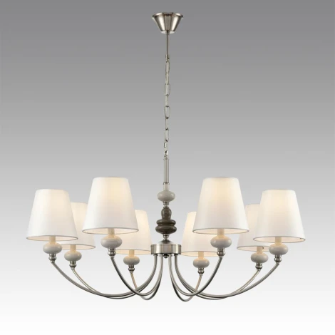 Подвесная люстра Lumion Kentuki 8283/8 никель/белый, металл/керамика/текстиль Е14 8*40W 220V (на цепи)