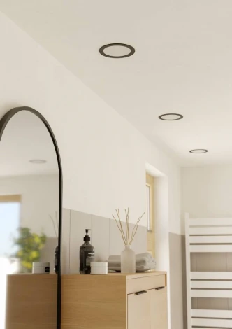 Встраиваемый светодиодный светильник Eglo Fueva 6 901414 с рег-кой цветовой темп-ры 10,5W(LED) IP44 2700K, 4000K, 6500K пластик, черный, белый