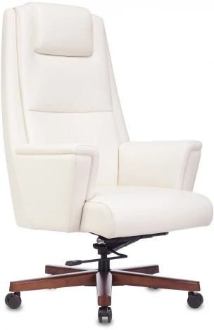 Кресло руководителя Бюрократ _DUKE белый кожа крестовина металл/дерево
