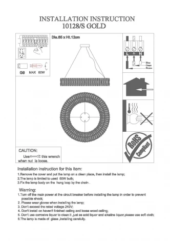 Подвесной светильник Newport 10120 10128/S gold (220V, хрусталь, на тросе, круглые, кольцо)
