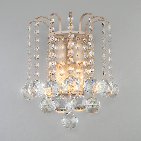 Настенный светильник Eurosvet 3299 3299/2 белый с золотом / прозрачный хрусталь