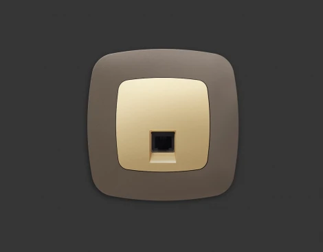 Лицевая панель Ambrella Volt OMEGA (Шампань) для компьютерной/телефонной розетки RJ-45/RJ-11 QUANT OP6120