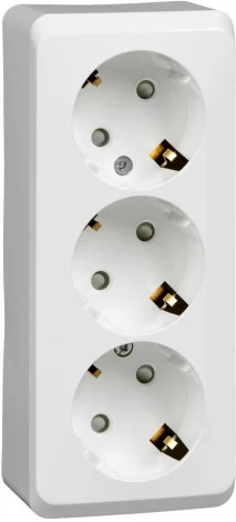 Розетка накладная тройная с заземлением и шторками (белый) Systeme Electric Etude PA16-012B