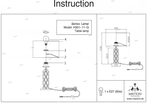 Интерьерная настольная лампа Maytoni Lamar H301-11-G