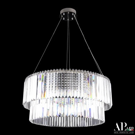 Подвесная люстра светодиодная APL LED Sicilia SH09.73.C.Ni.4000 (220V, хрусталь, на тросе, круглые)