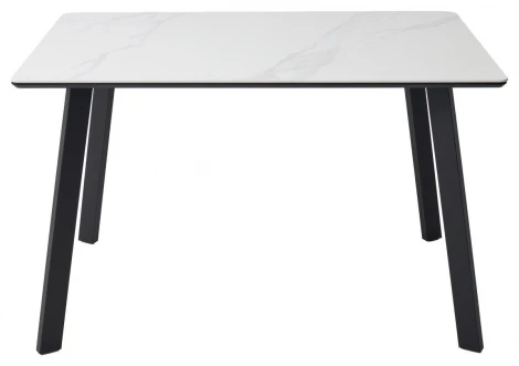 Стол ТИК ТАК 120 цвет Белый мрамор MATTE, керамика / Черный каркас M-City 64651