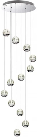 Каскадная люстра Odeon Light Sono 5100/60L хром/прозрачный/акрил LED 60W (12*5W) 4000K (220V, на проводе)