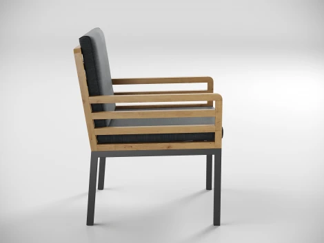 Стул уличный Gardenini Premium PatioCalma (Алюминий,Ткань,Тик/Темно-серый) арт.CPPCLM.010800.C6