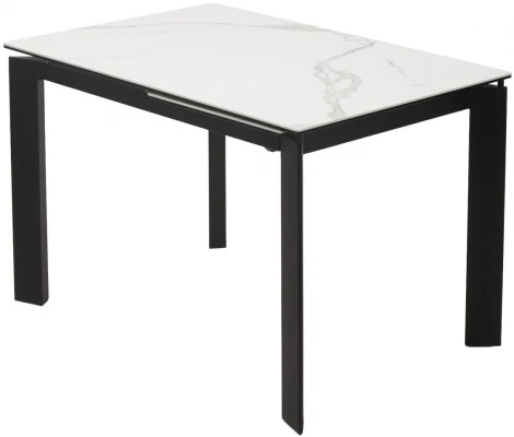 Стол CORNER 120 MATTE STATUARIO Белый мрамор матовый керамика, стекло/ черный каркас М-City