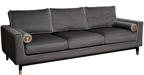 Диван Madrid Memory с кантом трехм. без мех.,велюр серый Colt1003+Colt030 Garda Decor арт.MADRID-Memory-Colt1003+Colt030