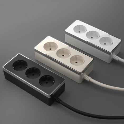 Удлинитель Gallant 3-х местный 3 м слоновая кость/хром W6523603 (a050203)