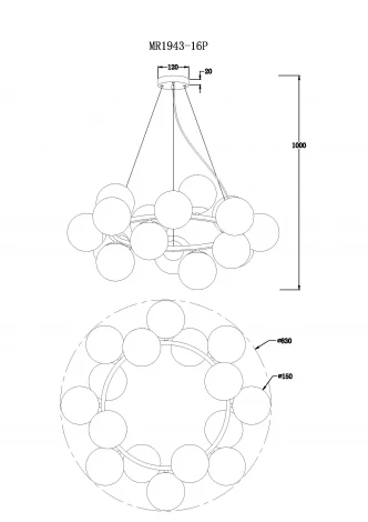 Подвесная люстра MyFar Aerton MR1943-16P (220V, шарики)