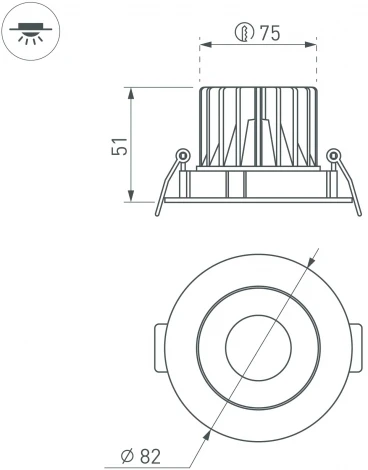 Встраиваемый точечный светильник MS-FORECAST-BUILT-TURN-R82-8W Warm3000 (WH-BK, 32 deg, 230V) (Arlight, IP20 Металл) 035448(1) (LED)
