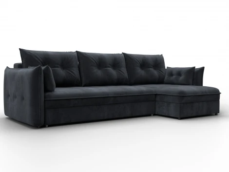 Диван угловой Лига-100 НПБ угол универсальный (ДСП,Фанера/Пластик/Велюр/Темно-серый) Лига Диванов 133667