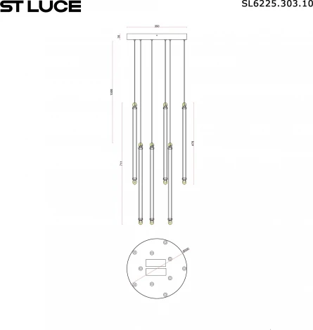 Подвесной светильник ST Luce Brick SL6225.303.10 Латунь/Терракотовый, Белый LED 10*6,5W 3000K