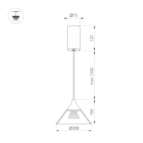 Подвесной светильник светодиодный SP-OMBRELLO-HANG-R200-7W Warm3000 (BK, 30 deg, 230V) (Arlight, IP20 Металл) 059590