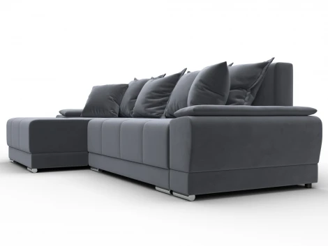 Диван угловой Лига-119 угол левый (ДСП,Брус,Фанера,ЛДС,Велюр/Серый) Лига Диванов 137092L