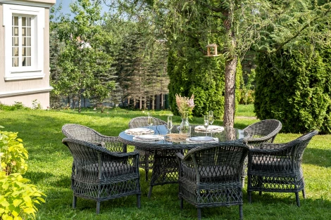 "Эспрессо–150 S" обеденная группа плетеная, цвет графит 4SIS арт.УТ-00007676