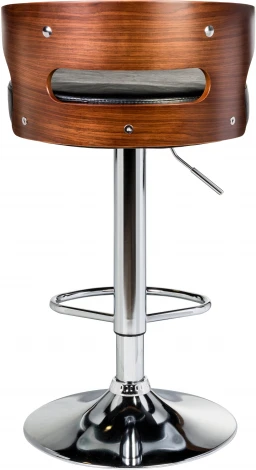 Стул барный DOBRIN FRED (коричневое дерево, чёрный) 1018-LMZ FRED, цвет сиденья черный, каркаса коричневое основания хром