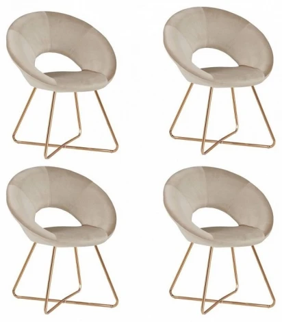 Набор из 4 стульев Refuge Hesby (Золотой/Металл,Велюр) арт.HSBI_DC2124_beige_4